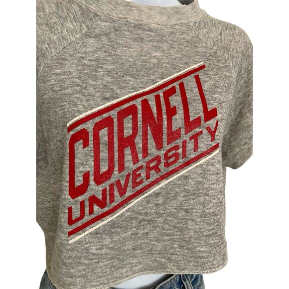 Vintage 80s Cornell University College Athletic Sweatshirt Raglan Crop Top S/M - Picture 4 of 8